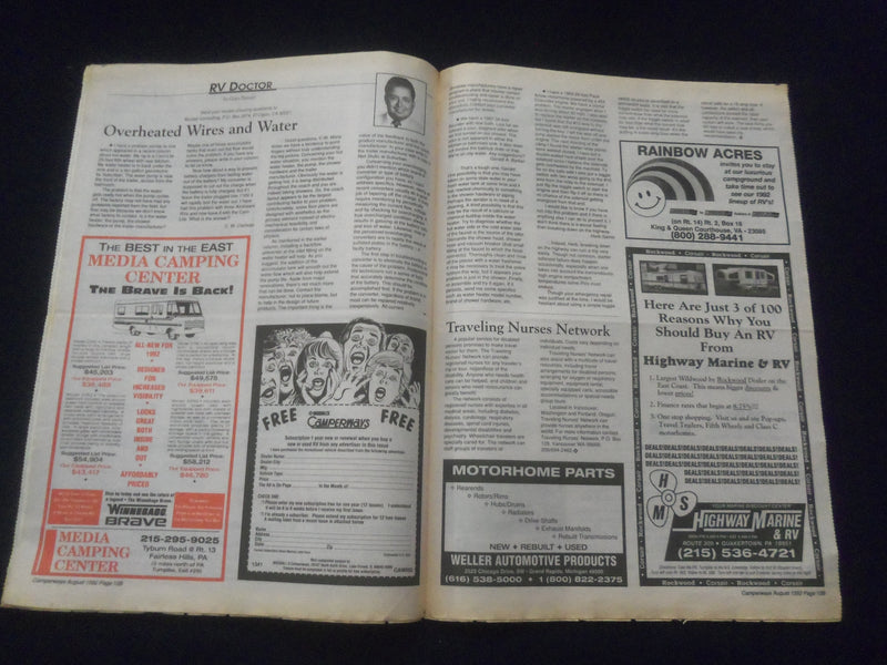1992 AUGUST WOODALL'S CAMPERWAYS NEWSPAPER - HIKING APPALACHIAN TRAIL - NP 6145
