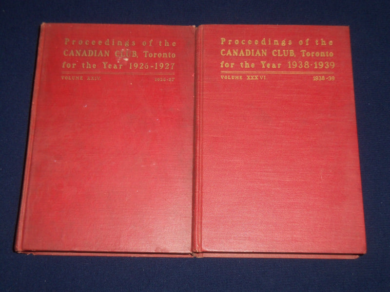 1926/27 & 1938/39 PROCEEDINGS OF THE CANADIAN CLUB TORONTO LOT OF 2 - KD 2919N