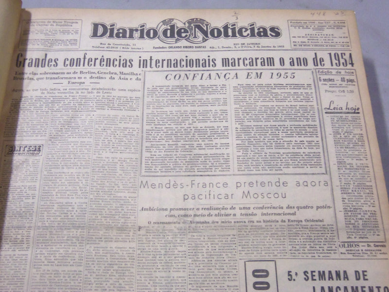 1955 JAN-FEB RIO DE JANEIRO DIARIO NEWSPAPER BOUND VOLUME - SPANISH - BV 64