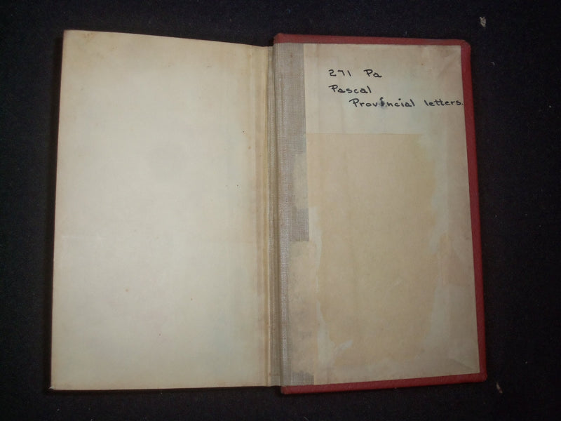 1847 PROVINCIAL LETTERS HARDCOVER BOOK BY BLAISE PASCAL - KD 9271