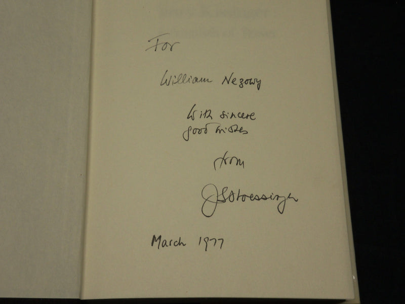 1976 HENRY KISSINGER ANGUISH OF POWER BOOK INSCRIBED JOHN G. STOESSINGER - D 451