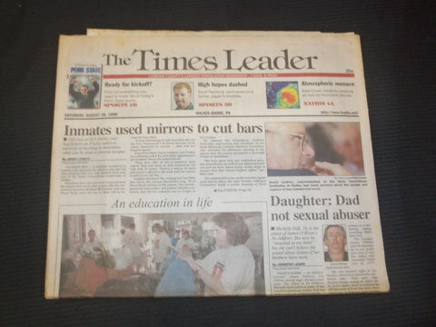 1999 AUGUST 28 WILKES-BARRE TIMES LEADER -INMATES USED MIRRORS CUT BARS- NP 7477