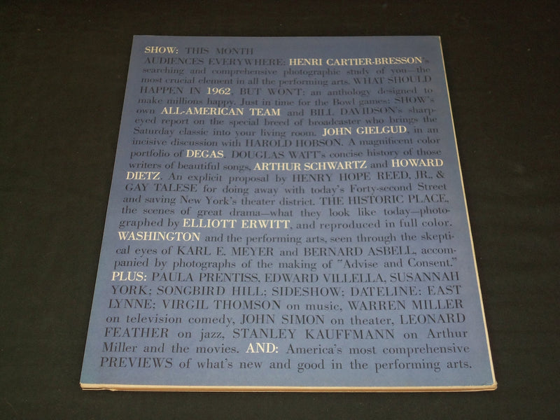 1962 JANUARY SHOW MAGAZINE - HENRI CARTIER COVER AND PHOTOS - F 389