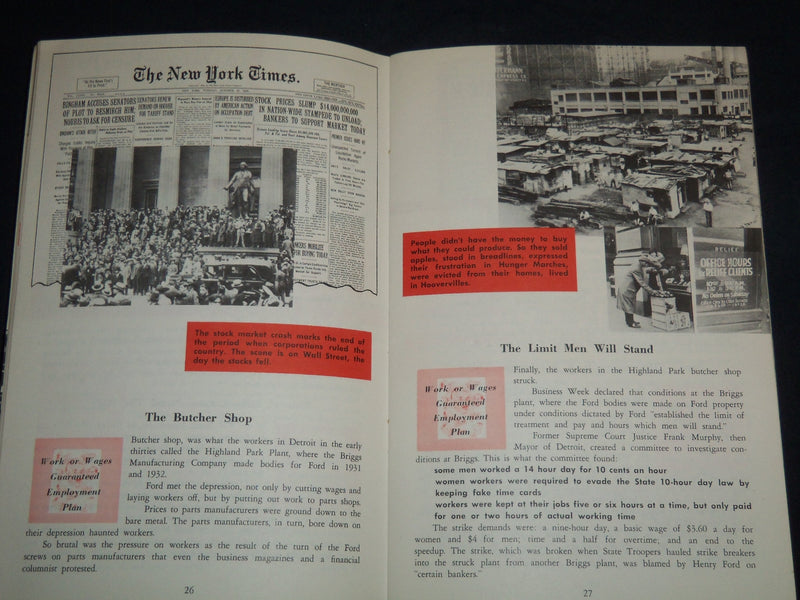 1958 WE WORK AT FORDS A PICTURE HISTORY BOOK - SOFTCOVER - UAW-CIO - J 8578