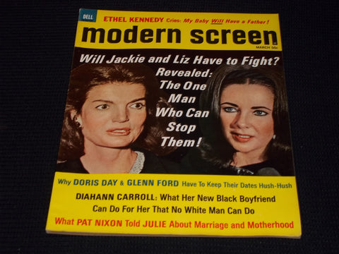 1969 MARCH MODERN SCREEN MAGAZINE - JACKIE KENNEDY LIZ TAYLOR COVER - E 14533