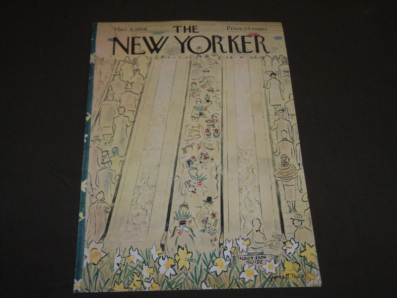 1958 MARCH 8 NEW YORKER MAGAZINE FRONT COVER ONLY - GREAT ART FOR FRAMING