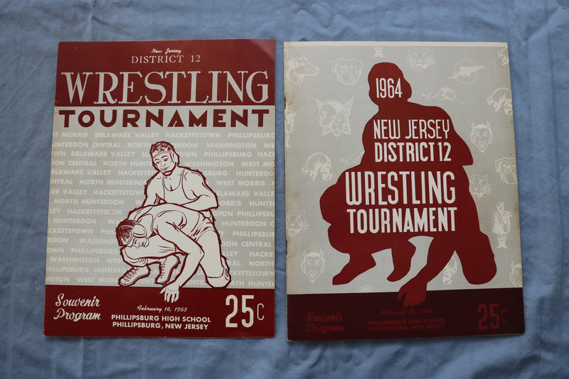 1963-1964 PHILLIPSBURG HIGH SCHOOL WRESTLING PROGRAMS - LOT OF 2 - K 714