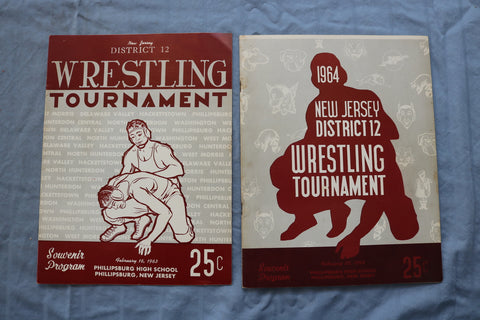 1963-1964 PHILLIPSBURG HIGH SCHOOL WRESTLING PROGRAMS - LOT OF 2 - K 714