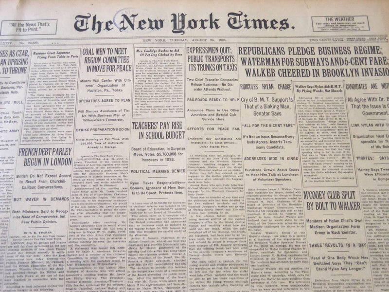 1925 AUGUST 25 NEW YORK TIMES - HELEN WILLS RETAINS TWO TENNIS - NT 5421