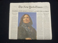 2020 AUGUST 12 NEW YORK TIMES - KAMALA HARRIS NAMED VICE PRESIDENTIAL CANDIDATE