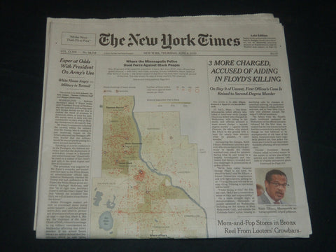2020 JUNE 4 NEW YORK TIMES - 3 MORE CHARGED ACCUSED OF AIDING IN FLOYD'S KILLING