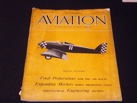 1929 AUGUST 17 AVIATION MAGAZINE - SPECIAL FEATURES FRONT COVER - E 4210