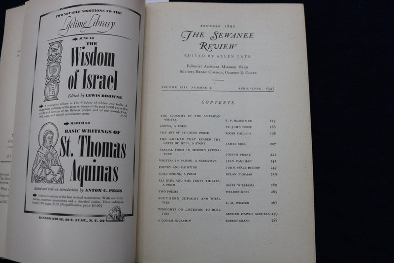 1945 SPRING THE SEWANEE REVIEW SOFTCOVER BOOK - DYLAN THOMAS - K 742
