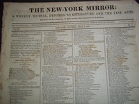 1831 THE NEW-YORK MIRROR NEWSPAPER LOT OF 20 - VOL IX - SHEET MUSIC+ - NP 1491