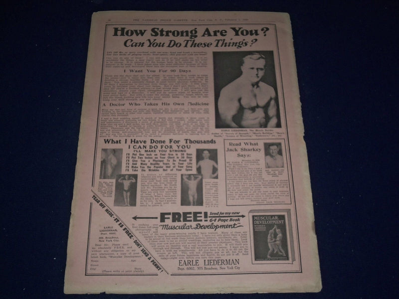1931 FEB 1 NATIONAL POLICE GAZETTE - LOMSKI & ROSENBLOOM FIGHT - HART - SP 3052