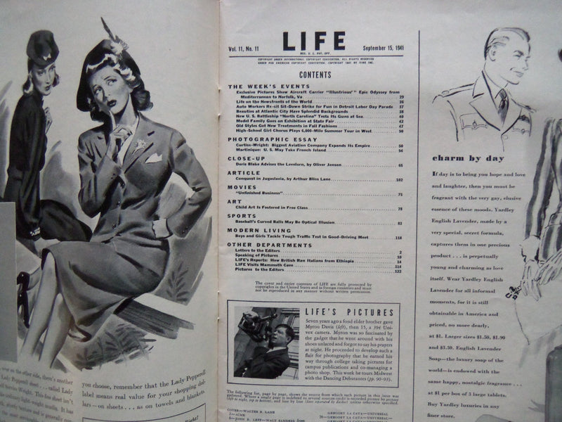 1941 SEPTEMBER 15 LIFE MAGAZINE - BRITISH CAPTAIN LORD LOUIS MOUNTBATTEN - L 252