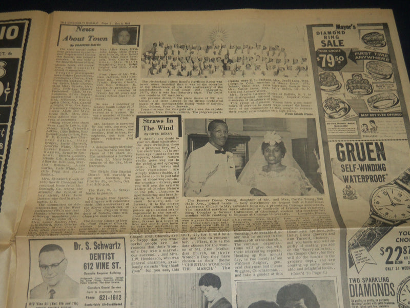 1963 OCTOBER 5 CINCINNATI HERALD NEWSPAPER - BOYCOTT BREAKS HUSMAN'S - NP 4395