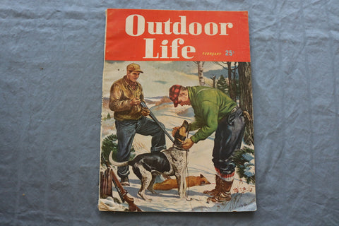 1948 FEBRUARY OUTDOOR LIFE MAGAZINE - HUNTERS WITH DOG COVER - SP 6182U