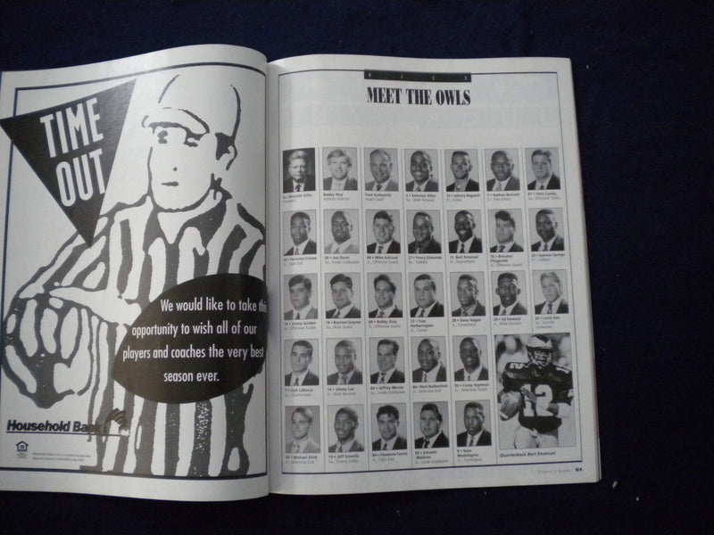 1993 SEPTEMBER 4 FOOTBALL PROGRAM - OHIO STATE UNIV VS RICE UNIV - SP 3625A