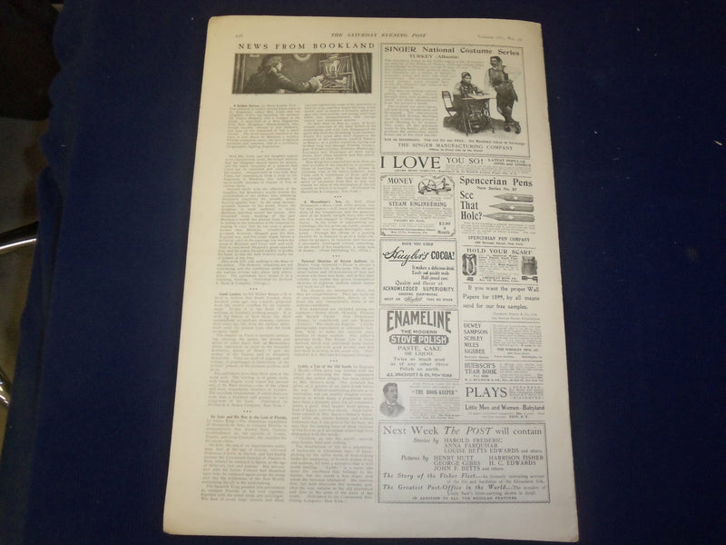 1899 JANUARY 28 THE SATURDAY EVENING POST MAGAZINE - NICE ILLUSTRATIONS - B 6692