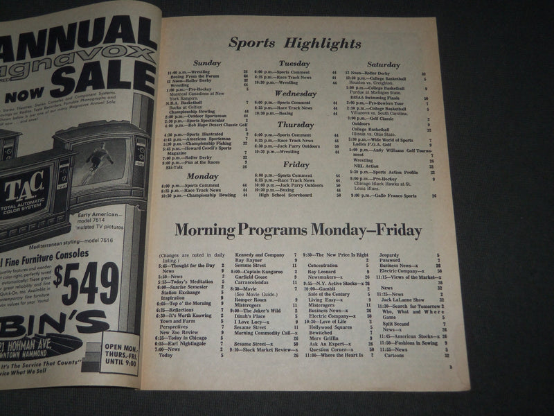 1969-1973 MIDWEST COMPLETE TV PROGRAMS LOT OF 3 ISSUES - O 2688