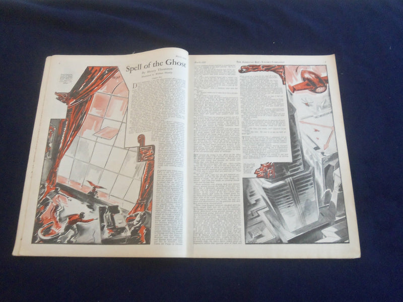 1932 MARCH AMERICAN BOY MAGAZINE - CHARLES LIVINGSTON BULL COVER - ST 7066