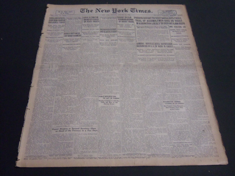 1920 JANUARY 27 NEW YORK TIMES - WASHINGTON LIKELY TO REPORT 3,600 REDS- NT 6765