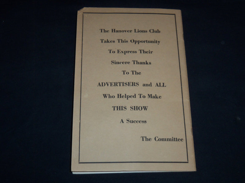 1941 THE BARS AND STRIPES MINSTREL PROGRAM - HANOVER, PENNSYLVANIA - J 8982
