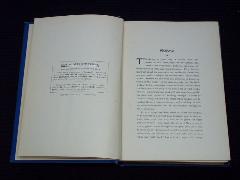 1898 NEW JERSEY PAST AND PRESENT 1524-1898 HARDCOVER BOOK - KD 7620