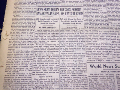 1947 FEBRUARY 10 NEW YORK TIMES - JEWS FIGHT TROOPS IN HAIFA - NT 3290