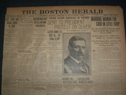 1907 FEBRUARY 28 THE BOSTON HERALD- LETTER CAUSED DOWNFALL OF JOHN STEVENS- BH 1