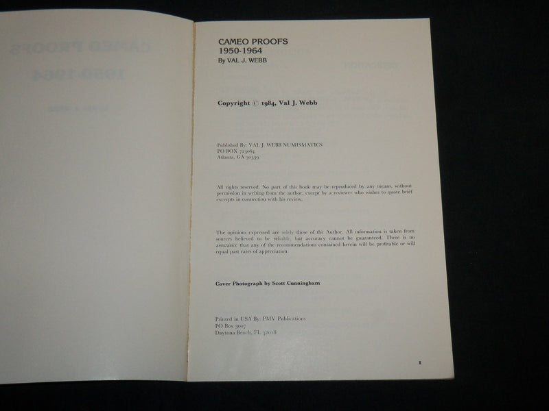 1984 CAMEO PROOFS 1950-1964 SOFTCOVER BOOK BY VAL J. WEBB - KD 6929