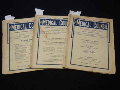 1917 THE MEDICAL COUNCIL MAGAZINE LOT OF 3 ISSUES - PHILADELPHIA - K 2113