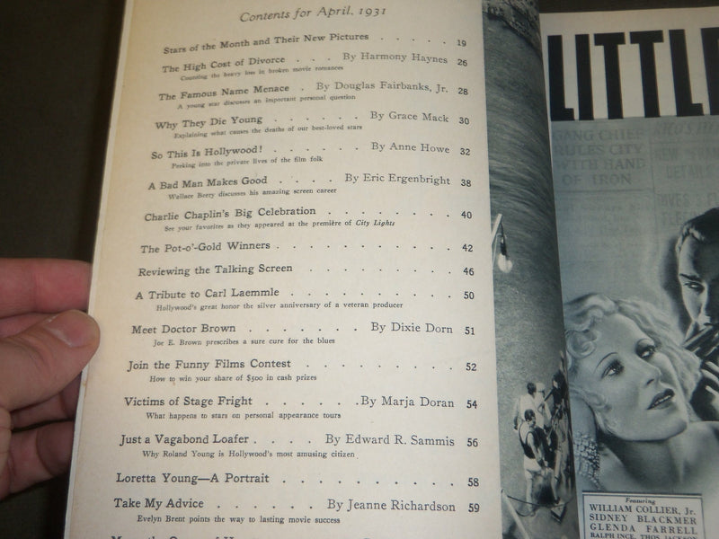 1931 APRIL PHOTOPLAY MOVIE MAGAZINE - MAUREEN O'SULLIVAN COVER - M 348
