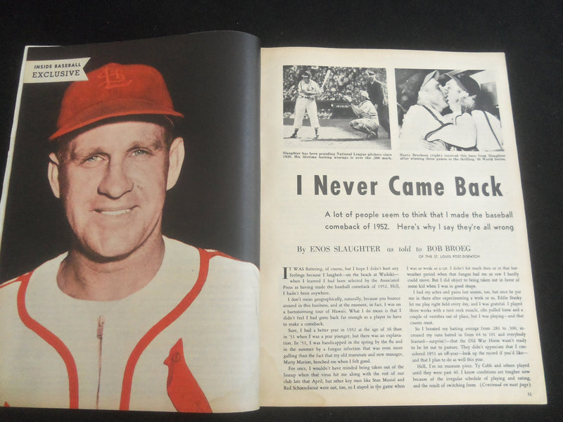 1953 MARCH INSIDE BASEBALL MAGAZINE - ROBIN ROBERTS - ENOS SLAUGHTER - J 7697