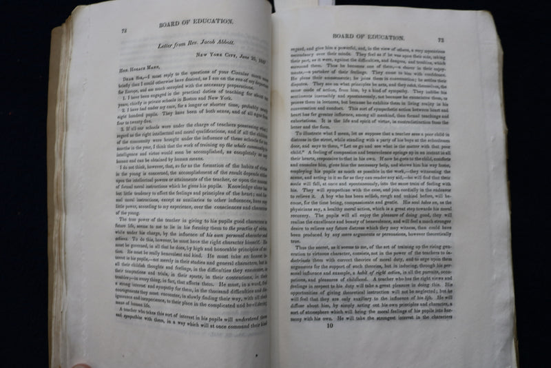 1848 MASSACHUSETTS BOARD OF EDUCATION ANNUARL REPORT SOFTCOVER BOOK - K 872