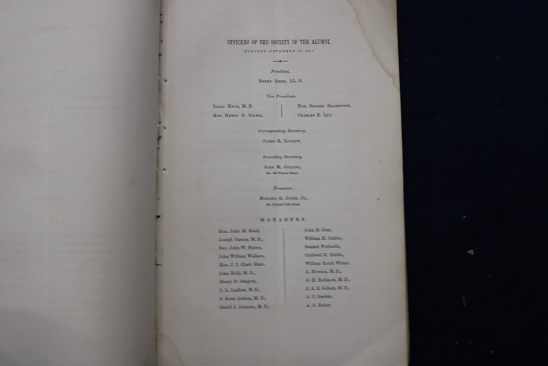 1881 UNIVERSITY OF PENNSYLVANIA ALUMNI SOCIETY ADDRESS SOFTCOVER BOOK BY - K 841