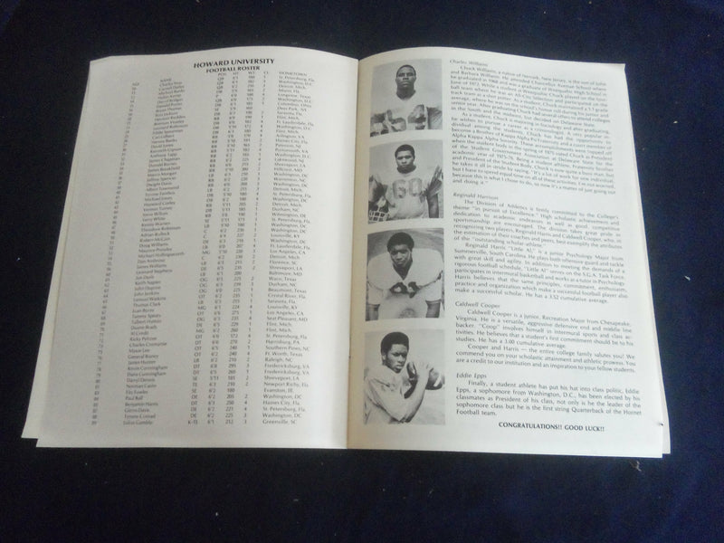 1975 OCT 11 FOOTBALL PROGRAM - DELAWARE STATE COLLEGE VS HOWARD UNIV - SP 1215U