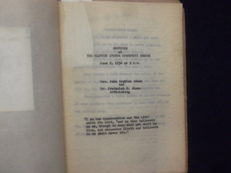 1936 ANNA HART MERRILL 1854-1936 MEMORIAL SERMON SOFTCOVER BOOKLET - K 227