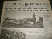 1994 JAN 18 NEW YORK TIMES NEWSPAPER - EARTHQUAKE HITS LOS ANGELES - NP 1181