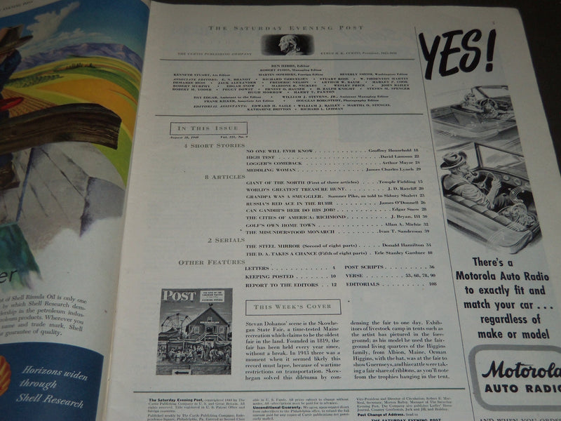 1948 AUGUST 28 THE SATURDAY EVENING POST MAGAZINE - ILLUSTRATED COVER - SP 79
