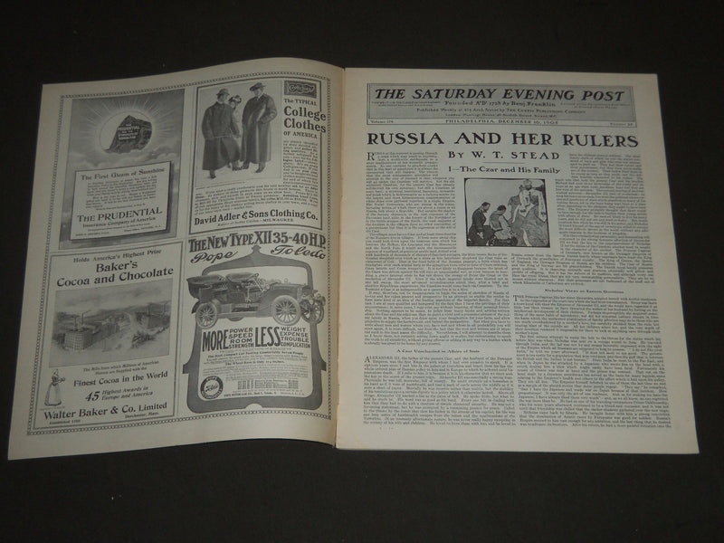 1905 DECEMBER 16 THE SATURDAY EVENING POST MAGAZINE - ILLUSTRATED COVER - SP 794