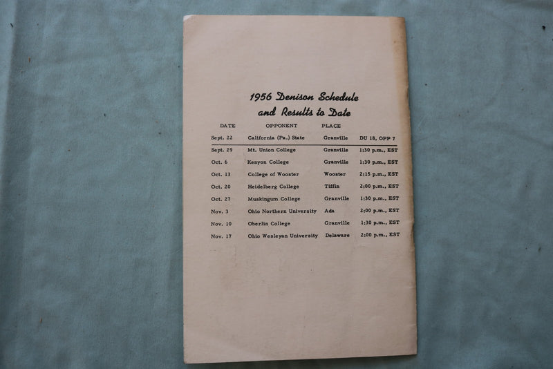 1956 SEP 29 DENISON UNIVERSITY VS. MT. UNION COLLEGE FOOTBALL PROGRAM - K 3316