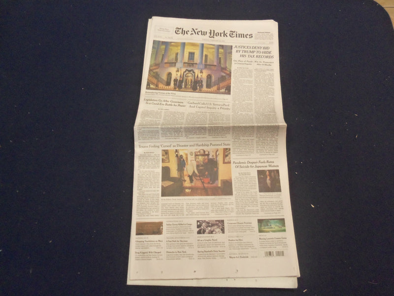 2021 FEBRUARY 23 NEW YORK TIMES - JUSTICES DENY BID BY TRUMP TO HIDE TAX RECORDS