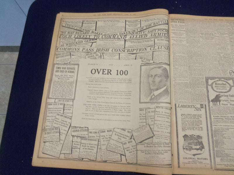 1918 APRIL 24 NEW YORK TIMES -BRITISH NAVAL RAID BOTTLES UP U-BOAT BASE- NT 8218