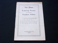 1918 THE BASES OF LASTING PEACE SOFTCOVER BOOK BY PRESIDENT WILSON - J 7152