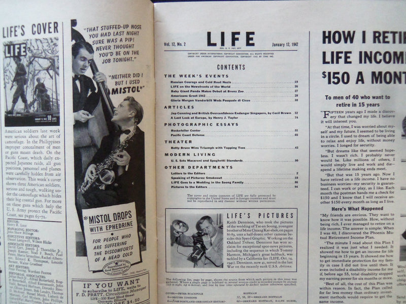 1942 JANUARY 12 LIFE MAGAZINE - PACIFIC COAST DEFENSE- L 269