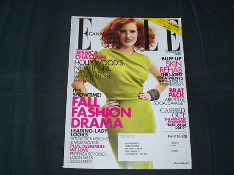 2011 SEPTEMBER ELLE CANADA MAGAZINE - JESSICA CHASTAIN COVER - FASHION - B 5812