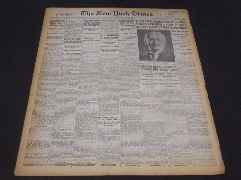 1920 JULY 29 NEW YORK TIMES VILLA SURRENDERS, BANDIT OBTAINS CITIZENSHIP- NT5367