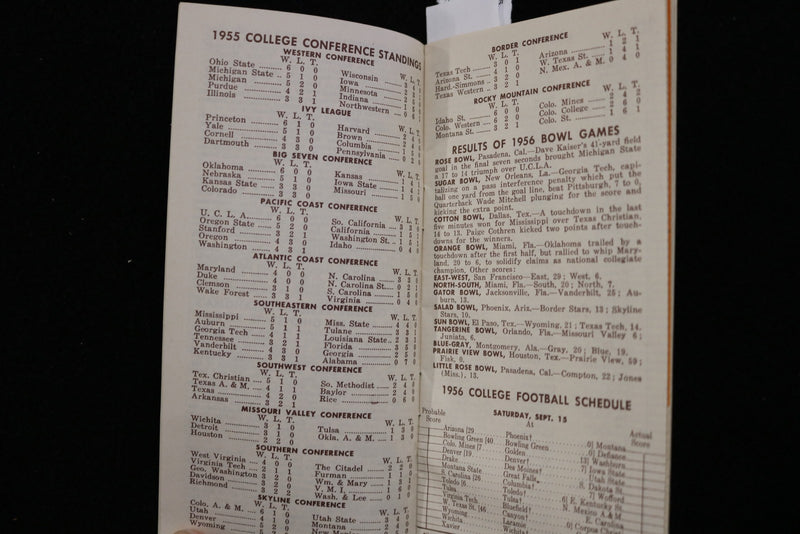 1956 FOOTBALL SCHEDULE - EARLY TIMES BOURBON - LOT OF 2 - K 2842